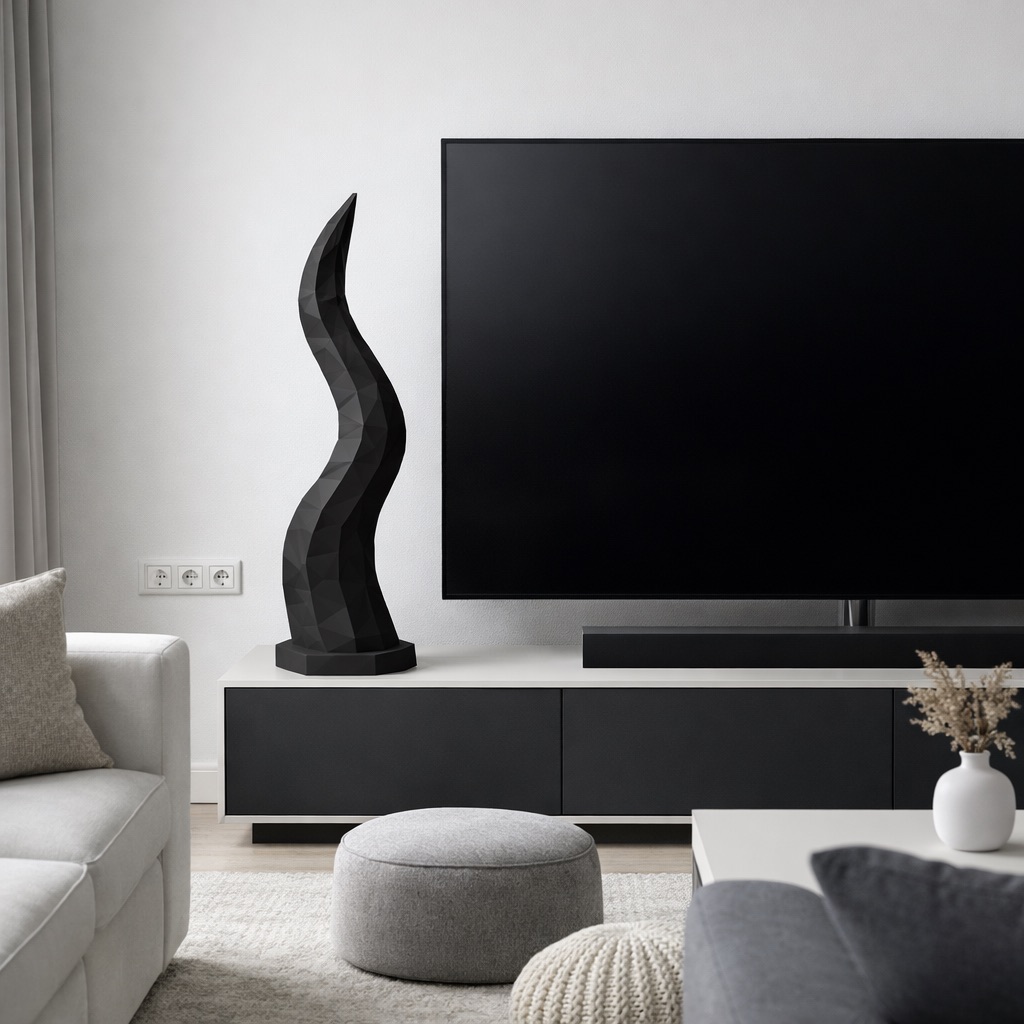 Полигональная скульптура в форме волны